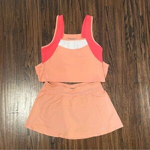 Lija Peach Tennis Tank and Skirt Set